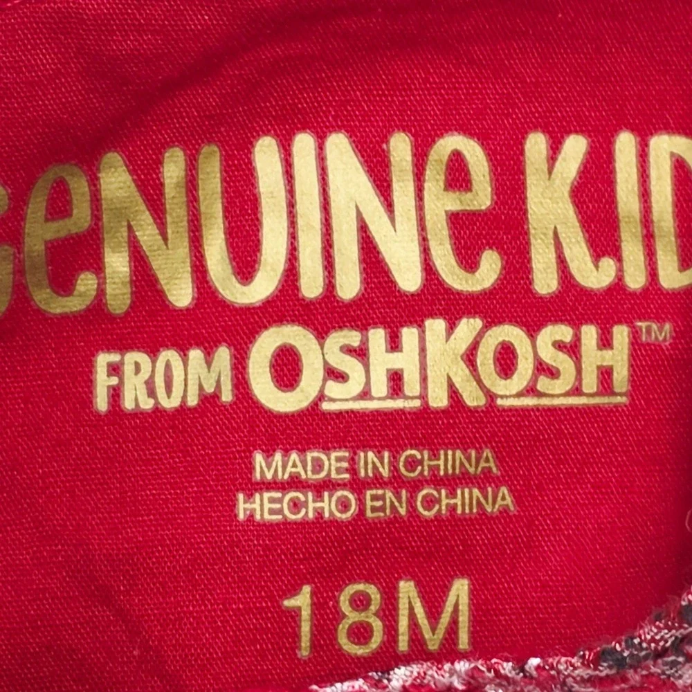 OshKosh B'gosh‎ Genuine Kids Girls Dress Red Pink Tribal Pattern Pleated 18M